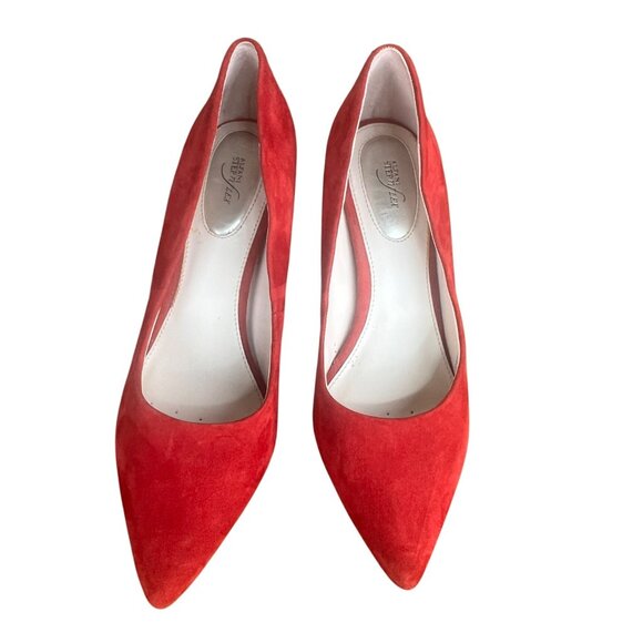 Alfani Jeules Red Faux Suede Pointed Toe Heels Womens Size 7 Medium - Picture 12 of 16